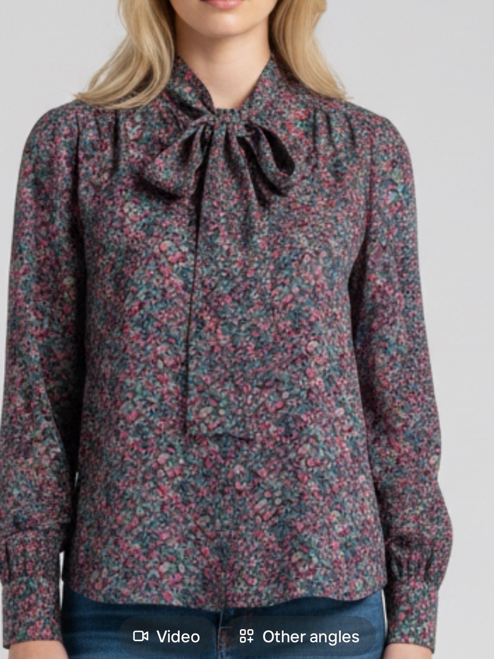 Pendleton Women's 100% Poly Floral Blouse Tie Scarf Button Front Shirt 6P / D - Picture 3 of 10